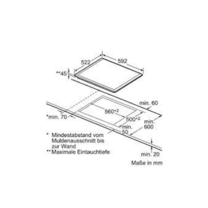 Bếp hồng ngoại Bosch PKN651N14D 3 Kích thước của Bếp hồng ngoại Bosch PKN651N14D
