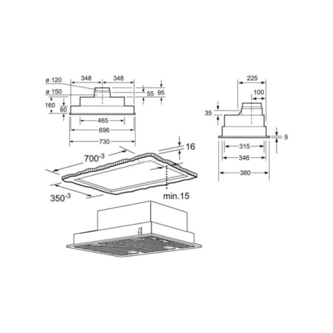 Kích thước của Máy hút mùi Bosch DHL755B