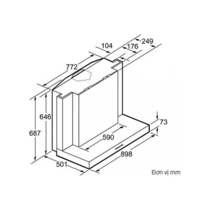Kích thước của Máy hút mùi Bosch DWB093553