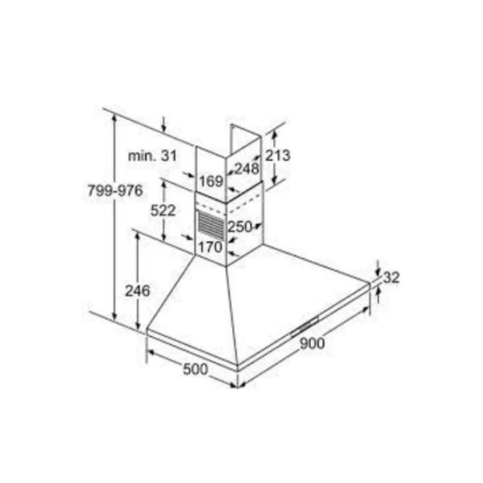 Kích thước của Máy hút mùi Bosch DWW092750