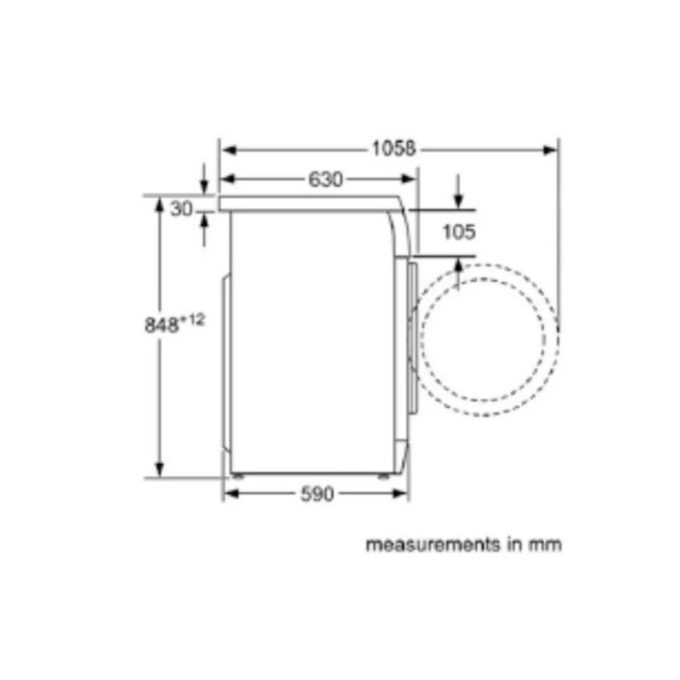 Máy giặt Bosch WAE16060SG 4 Kích thước của Máy giặt Bosch WAE16060SG