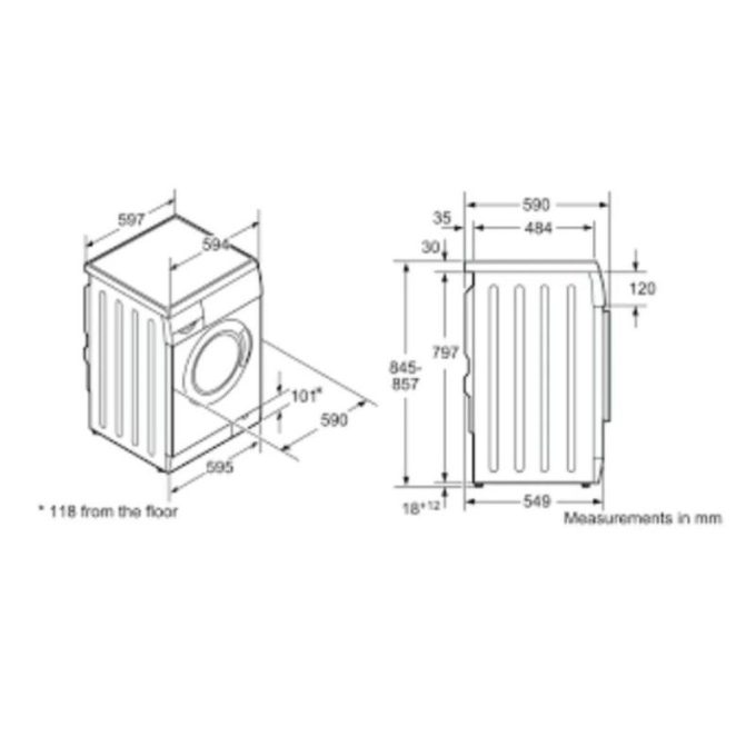 Máy giặt Bosch WAE18161SG 4 Kích thước của Máy giặt Bosch WAE18161SG