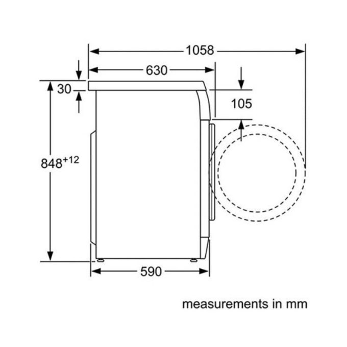 Máy giặt Bosch WAE24360SG 4 Kích thước của Máy giặt Bosch WAE24360SG