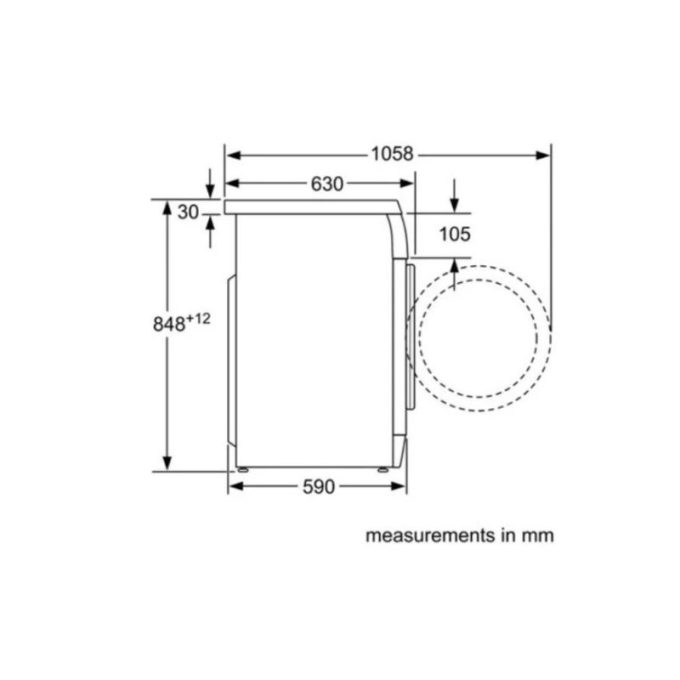 Máy giặt Bosch WAS24468ME 3 Kích thước của Máy giặt Bosch WAS24468ME