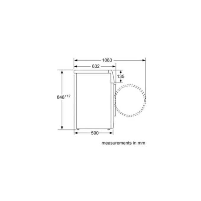 Máy giặt Bosch WVH28420GB 3 Kích thước của Máy giặt Bosch WVH28420GB