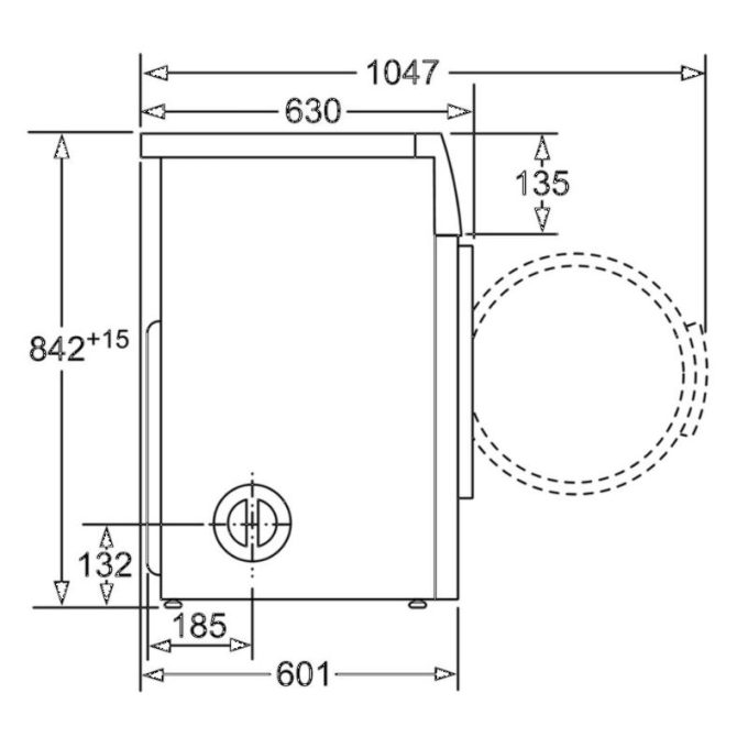 MÁY SẤY BOSCH WTA74101SG 4 Kích thước máy sấy BOSCH WTA74101SG