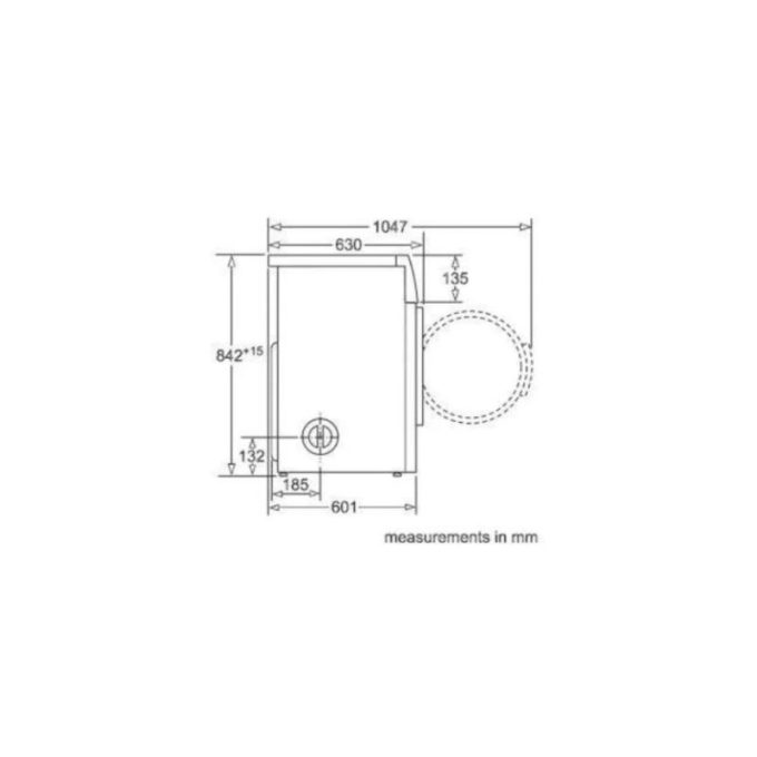 Kích thước của Máy sấy Bosch WTA74200SG