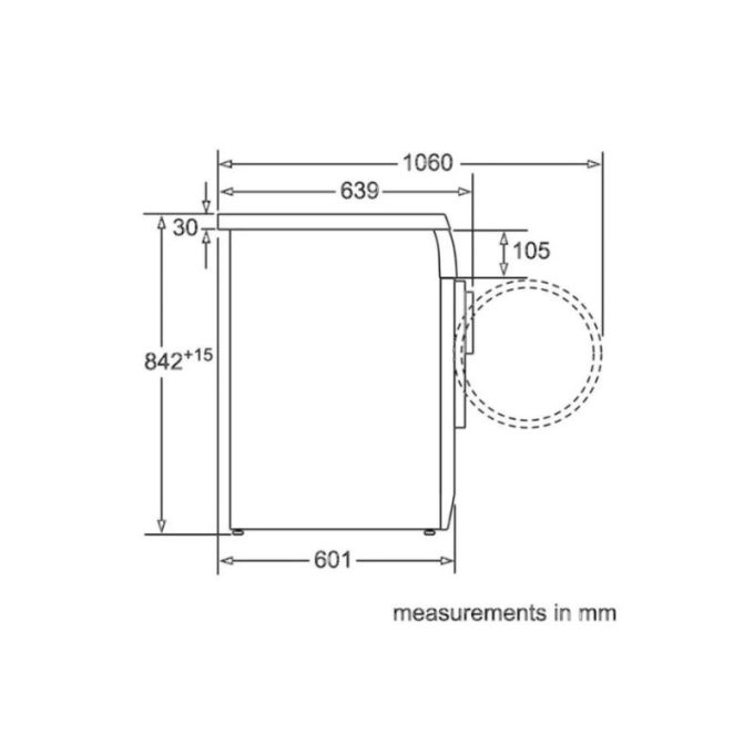 Kích thước của Máy sấy Bosch WTS86516SG
