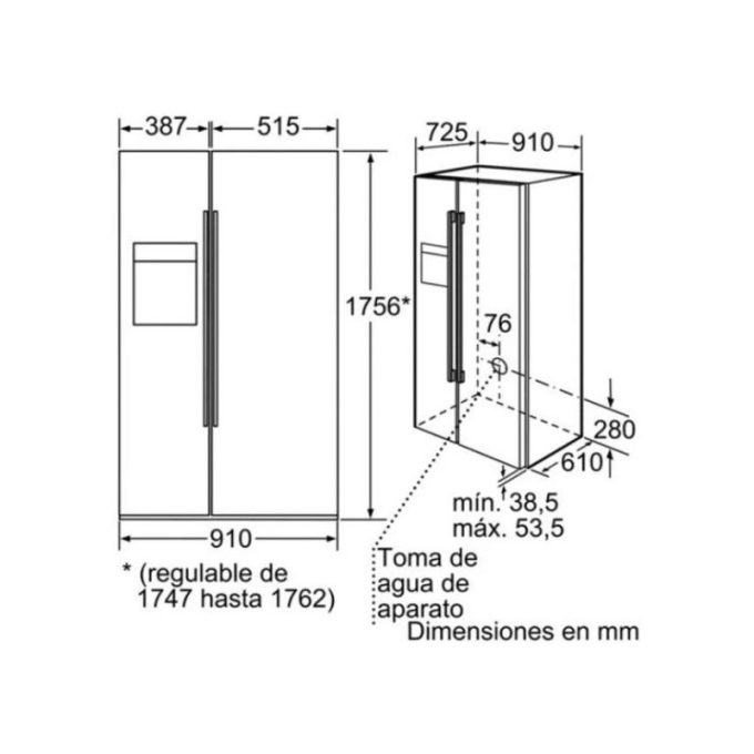 Kích thước của Tủ lạnh Bosch KAD62S51