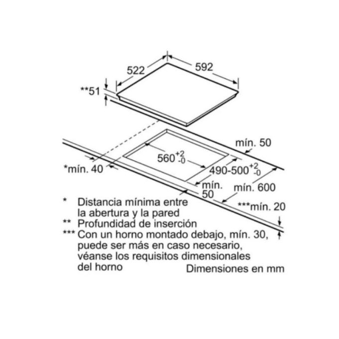Bếp từ Bosch PIJ675FC1E 3 Kích thước cuả Bếp từ Bosch PIJ675FC1E