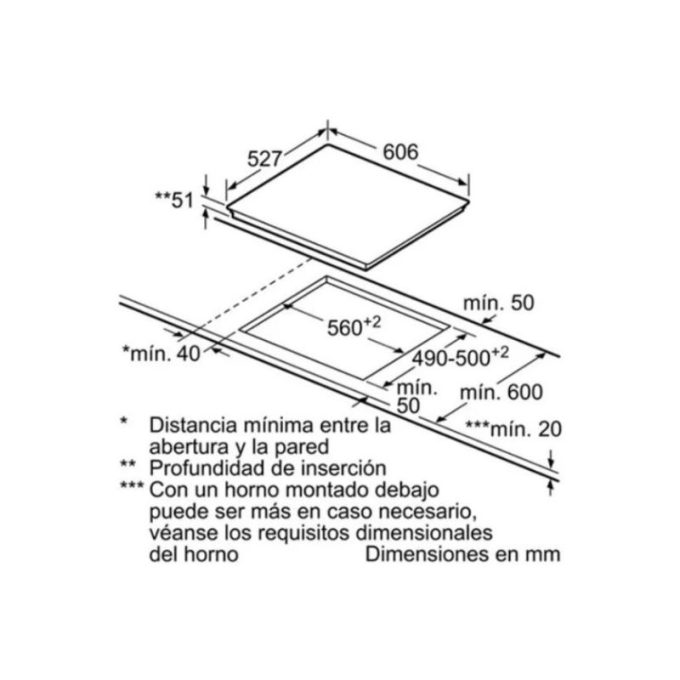 Bếp từ Bosch PIL631B18E 4 Kích thước của Bếp từ Bosch PIL631B18E