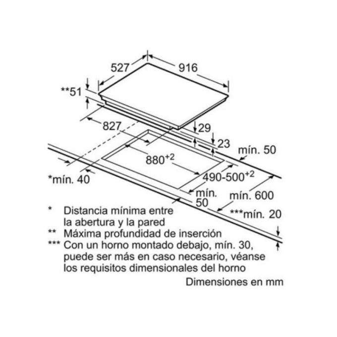 Bếp từ Bosch 5 vùng nấu PIV975DC1E lắp âm 4 Kích thước của Bếp từ Bosch PIV975DC1E