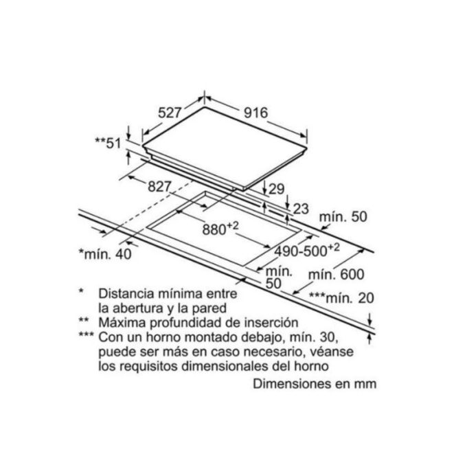 Bếp từ Bosch PXV975DC1E 4 Kích thước của Bếp từ Bosch PXV975DC1E