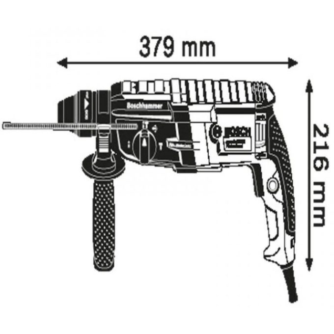 Kích thước máy khoan búa bê tông Bosch GBH 2-28 DV Professional