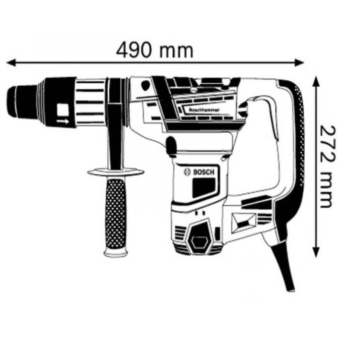 Kích thước máy khoan búa bê tông Bosch GBH 5-40 D Professional