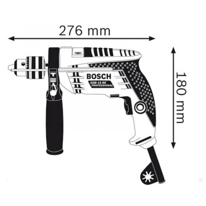 Kích thước máy khoan động lực dùng điện Bosch GSB 13 RE Professional