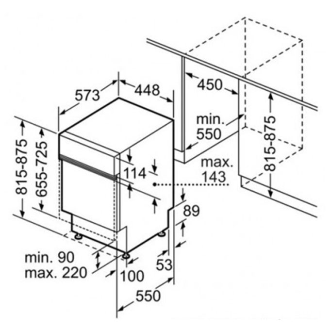 Máy rửa bát Bosch SPI50E15EU 7 Kích thước máy rửa bát Bosch SPI50E15EU