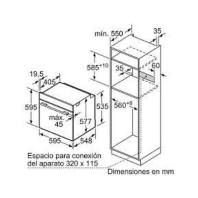 Kích thước của Lò nướng Bosch HBG673BS1F