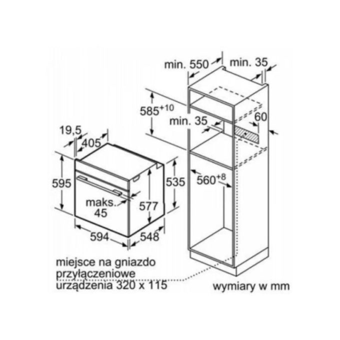 Kích thước của Lò nướng Bosch HBG675BB1