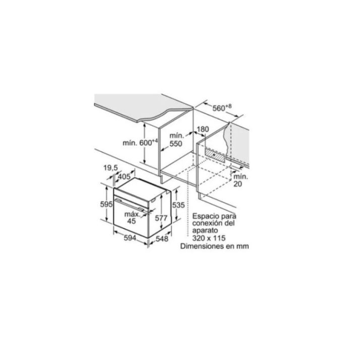 Lò nướng Bosch HRG635BS1 3 Kích thước của Lò nướng Bosch HRG635BS1