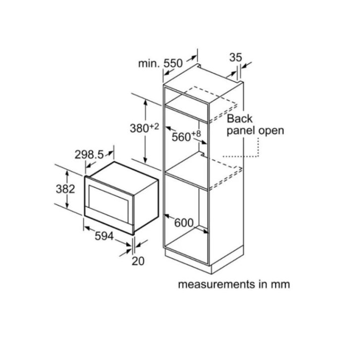 Kích thước của Lò vi sóng Bosch BFL634GB1
