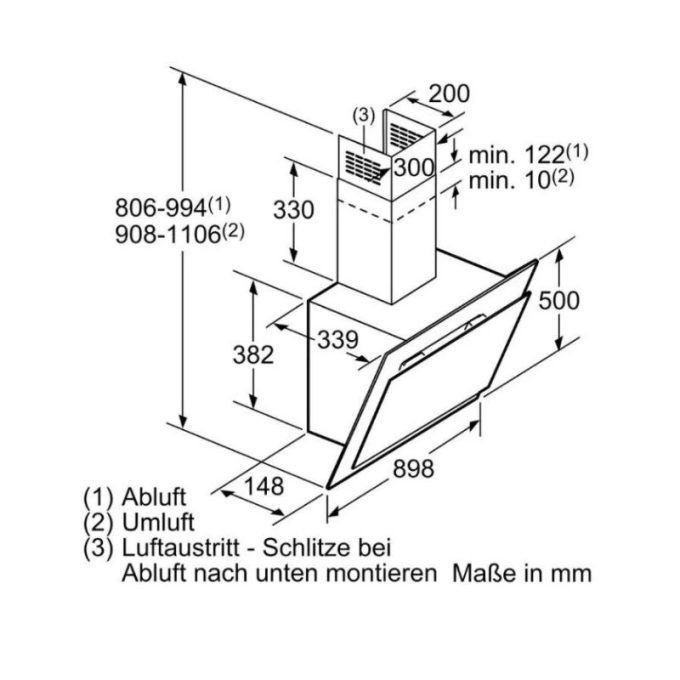 Kích thước của Máy hút mùi nghiêng Bosch DWK09G660