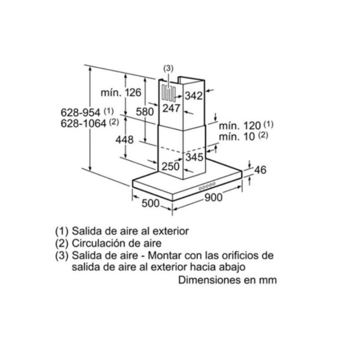 Kích thước của Máy hút mùi treo tường Bosch DWB097A52