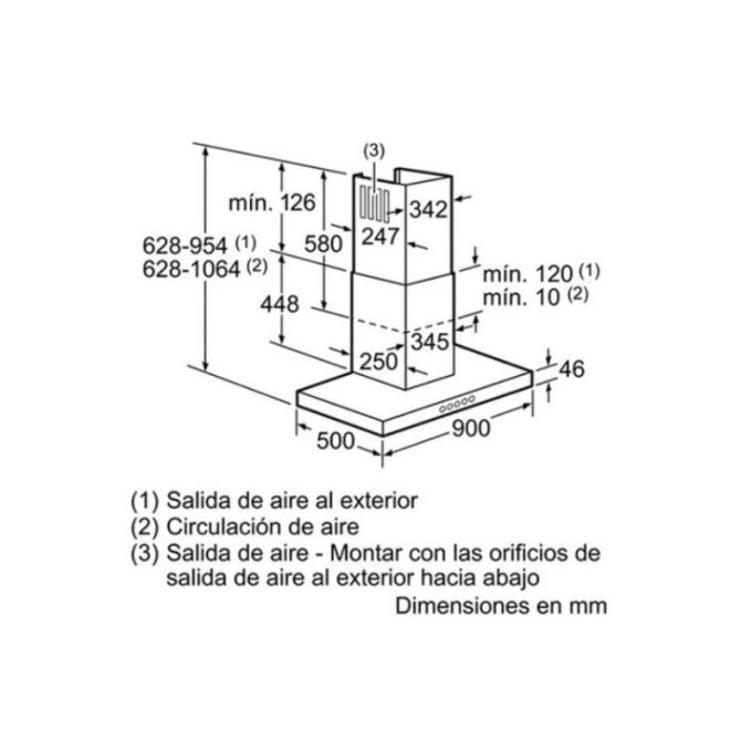 Kích thước của Máy hút mùi treo tường Bosch DWB097E51