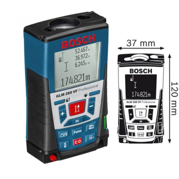 Kích thước máy đo khoảng cách laser Bosch GLM 250 VF Professional