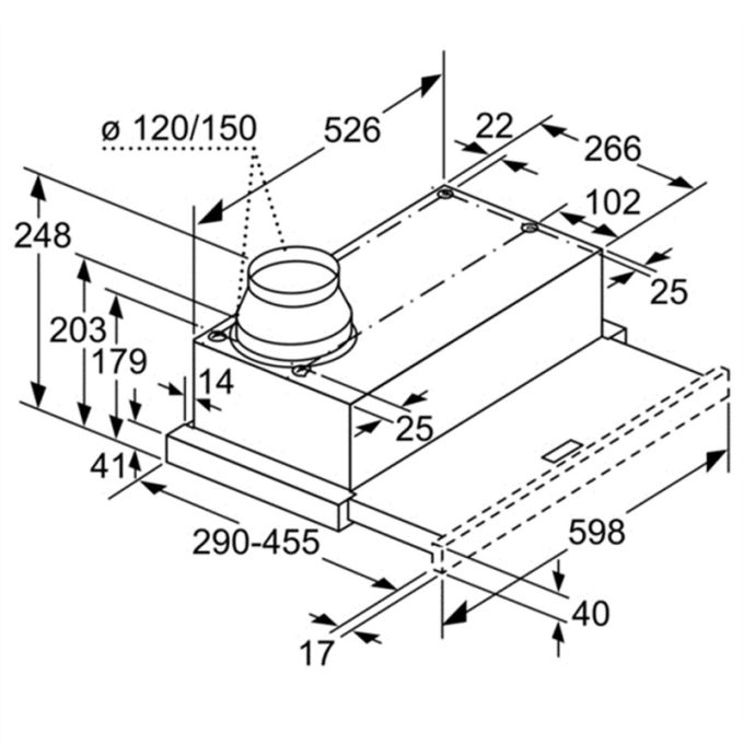 Máy hút mùi Bosch DFM064W50 3 Kích thước Máy Hút Mùi Bosch DFM064W50