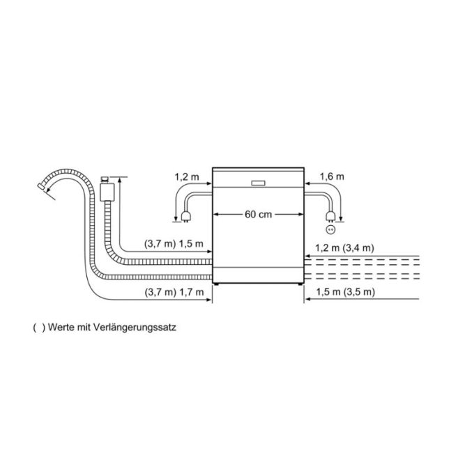 Kích thước lắp đặt máy rửa chén bát Bosch SMS25CW01E