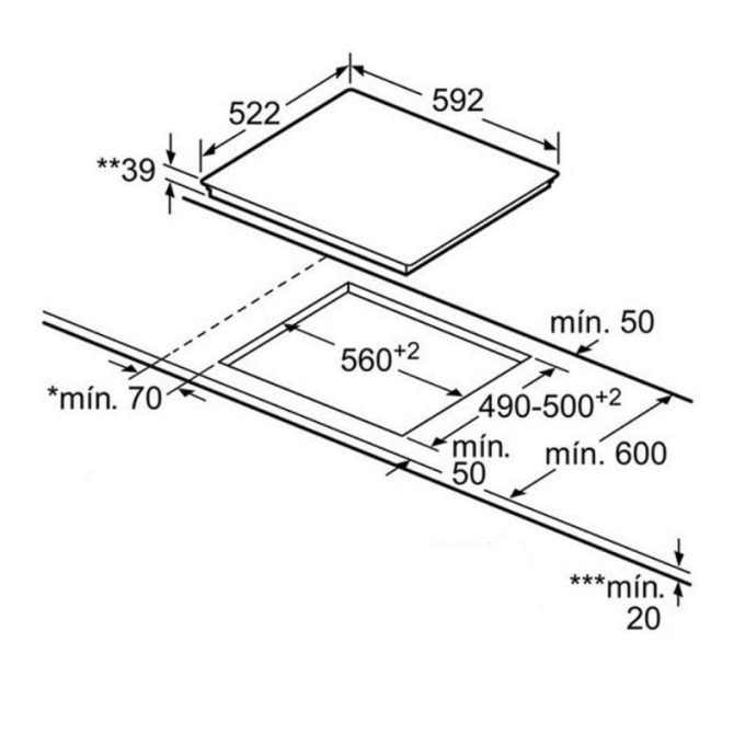 Bếp hồng ngoại Bosch PKK631B17E 3 Kích thước Bếp điện Bosch PKK631B17E
