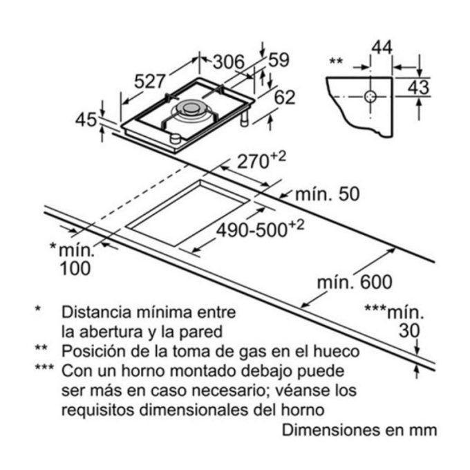 Bếp gas domino Bosch PRA326B70E 2 Kích thước Bếp gas domino Bosch PRA326B70E