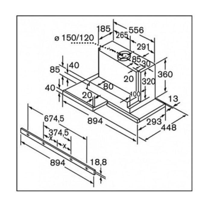 Kích thước Máy Hút Mùi Bosch DHI965V
