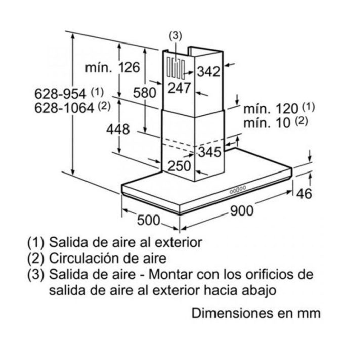 Máy hút mùi Bosch DWB098E51 3 Kích thước Máy Hút Mùi Bosch DWB098E51