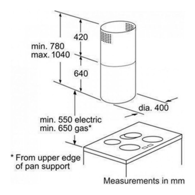 Máy hút mùi Bosch DIC043650 3 Kích thước Máy Hút Mùi Bosch DIC043650