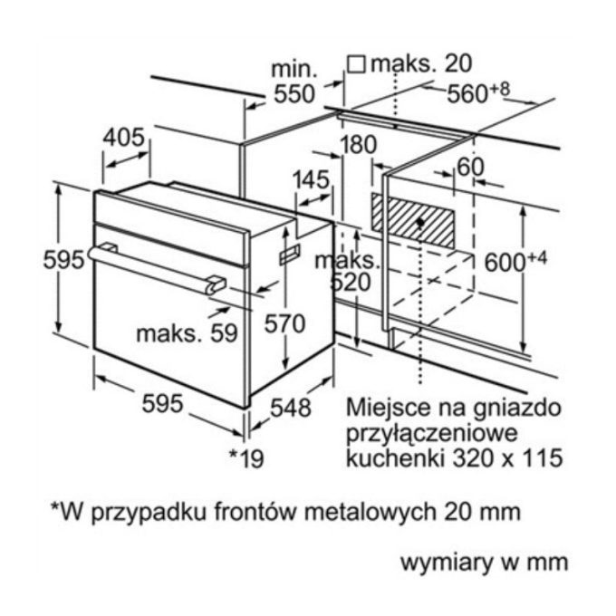Lò nướng Bosch HBA21B250E 3 Kích thước Lò nướng Bosch HBA21B250E