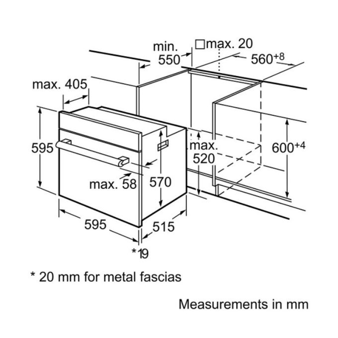 Lò nướng Bosch HBG42R350E 4 Kích thước Lò nướng Bosch HBG42R350E