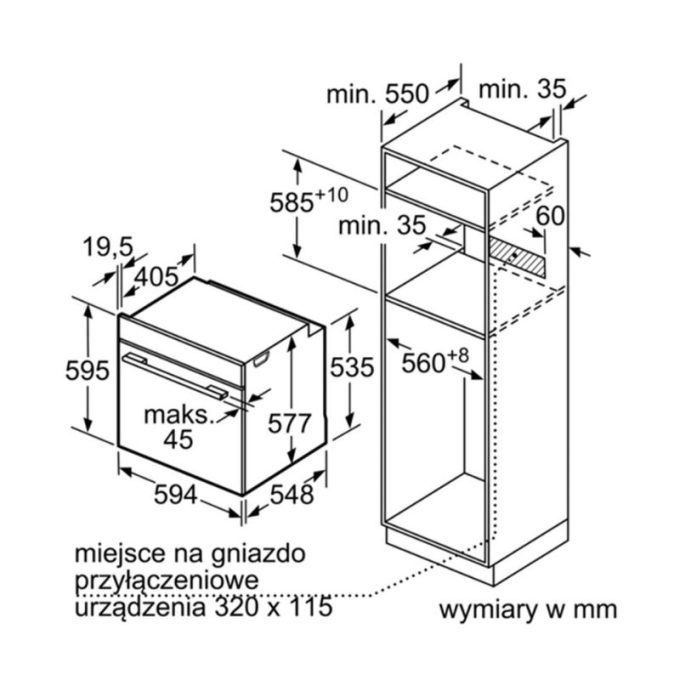 Lò nướng Bosch HBG634BS1 4 Kích thước Lò Nướng Bosch HBG634BS1