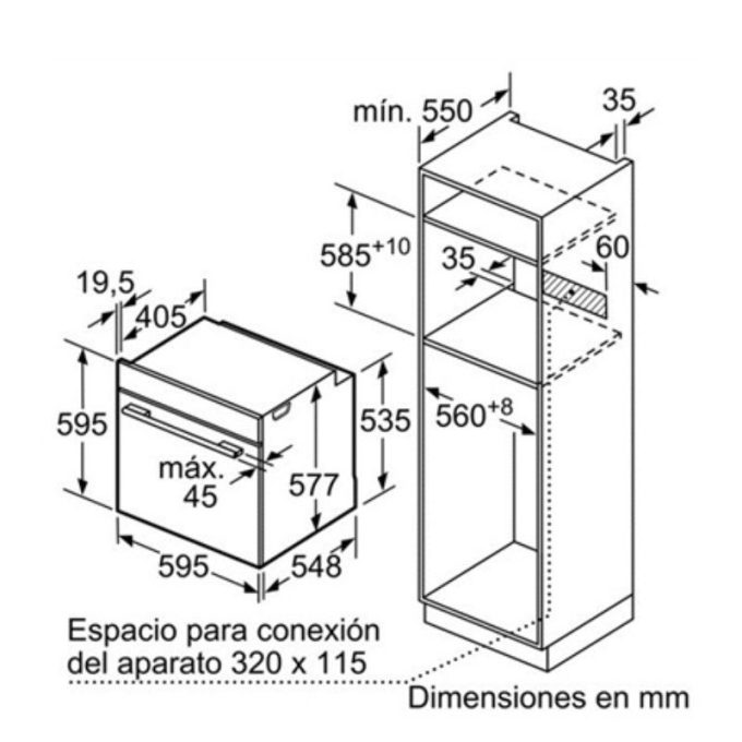Lò nướng Bosch HBG635HS1 5 Kích thước Lò Nướng Bosch HBG635HS1