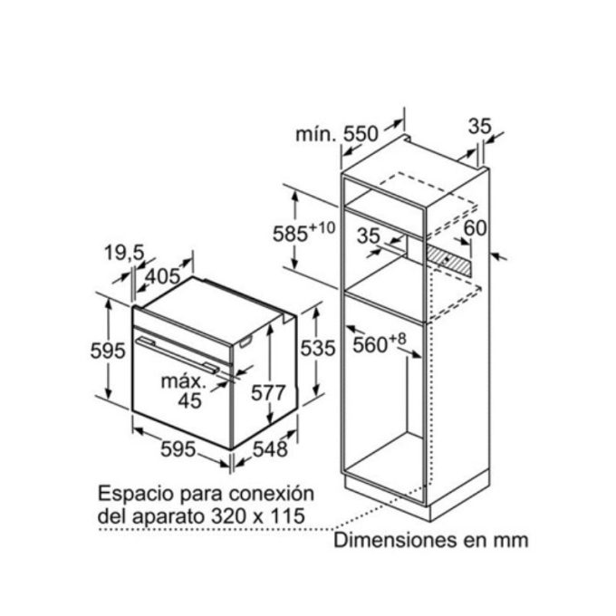 Lò nướng Bosch HBG634BW1 5 Kích thước Lò nướng Bosch HBG634BW1
