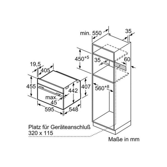 Lò nướng kèm hấp Bosch CSG636BS1 5 Kích thước Lò Nướng Kèm Hấp Bosch CSG636BS1