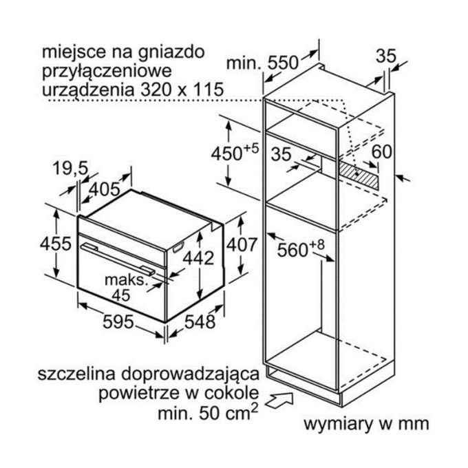 Kích thước Lò nướng kết hợp vi sóng Bosch CMG636BS1