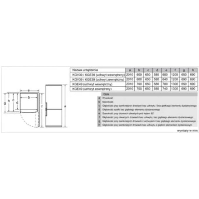 Tủ lạnh Bosch KGV39VL31 4 Kích thước tủ lạnh Bosch KGV39VL31