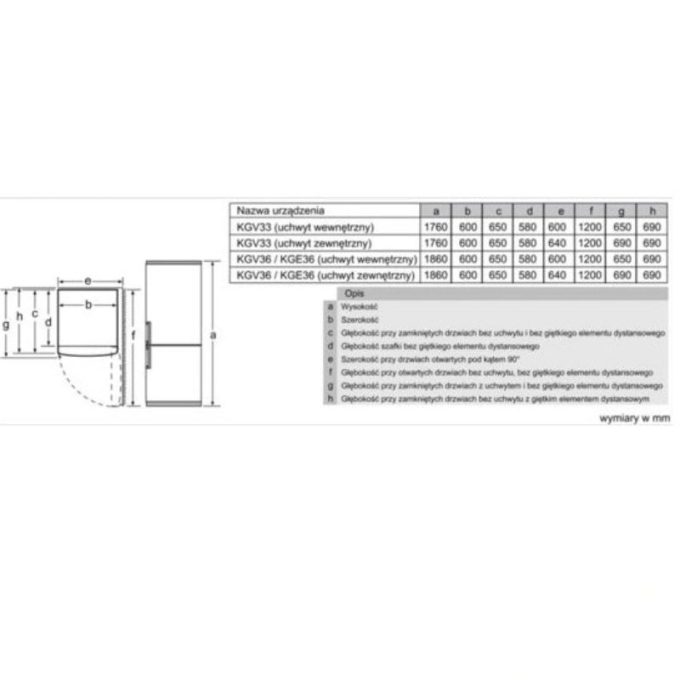 Tủ lạnh Bosch KGW36XL30S 4 Kích thước tủ lạnh Bosch KGV39VL31