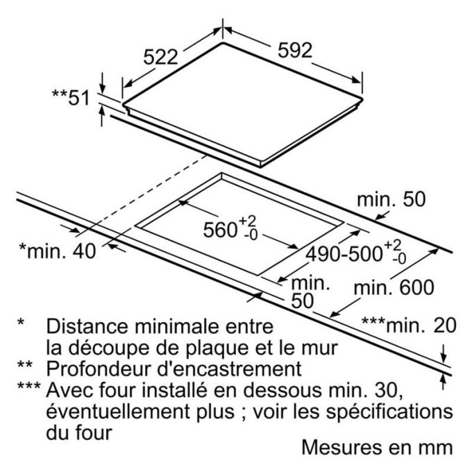 Bếp từ Bosch PID631BB1 3 Kích thước bếp từ Bosch PID631BB1
