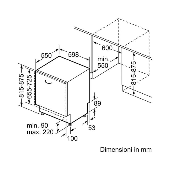 Máy rửa chén bát Bosch SMV25CX02E 7 Kích thước lắp máy rửa chén bát Bosch SMV25CX02E