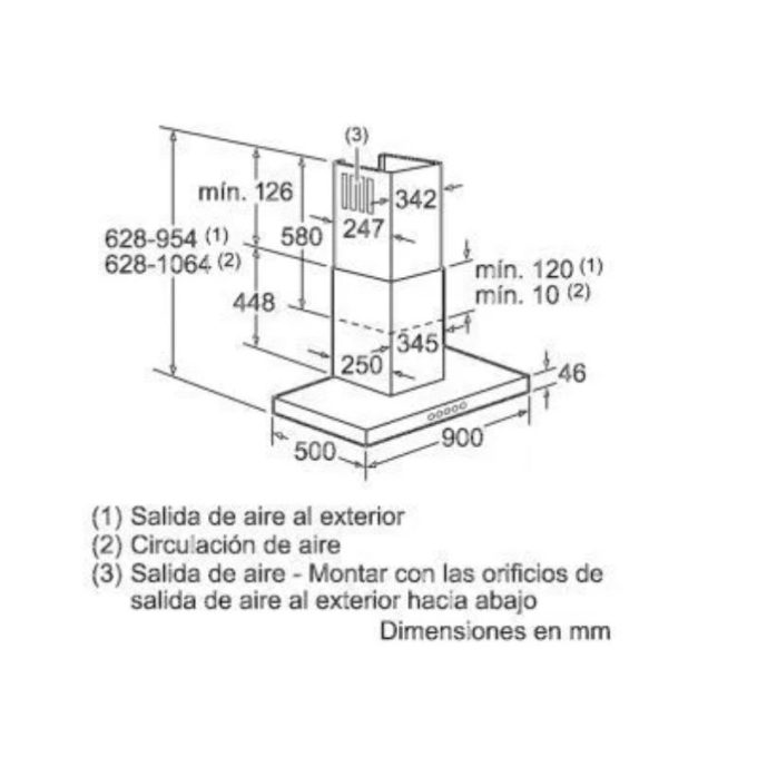 Máy hút mùi Bosch DWB097A50 3 Kích thước máy hút mùi Bosch DWB097A50
