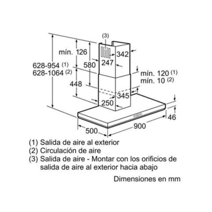 Máy hút mùi treo tường Bosch DWB091U50 3 Kích thước máy hút mùi treo tường Bosch DWB091U50