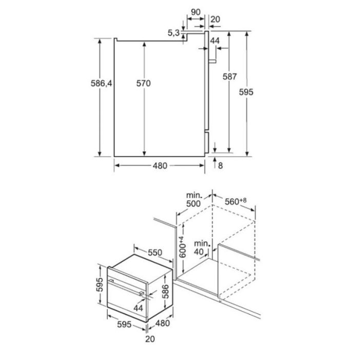 Kích thước máy rửa chén bát Bosch SCE52M65EU